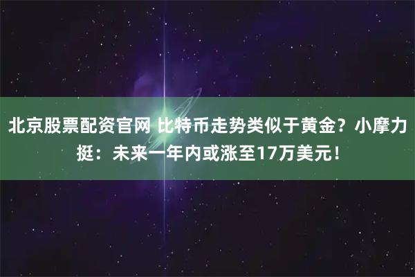 北京股票配资官网 比特币走势类似于黄金？小摩力挺：未来一年内或涨至17万美元！